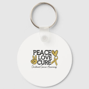 Womens Peace Love Childhood Cancer Awareness Gol-d Key Ring