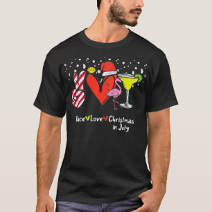 Womens Peace Love Christmas In July Funny Summer X T-Shirt