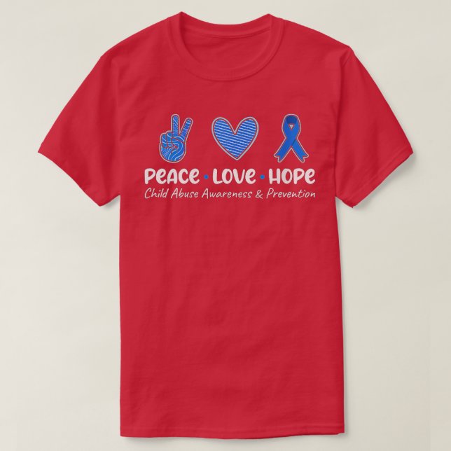 Womens Peace Love Hope Child Abuse Awareness Preve T-Shirt (Design Front)