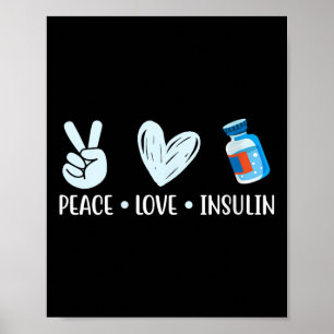 Womens Peace Love Insulin V-neck _1 Poster