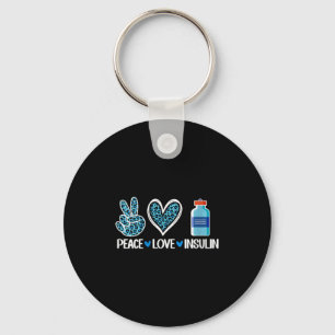 Womens Peace Love Insulin V-neck  Key Ring