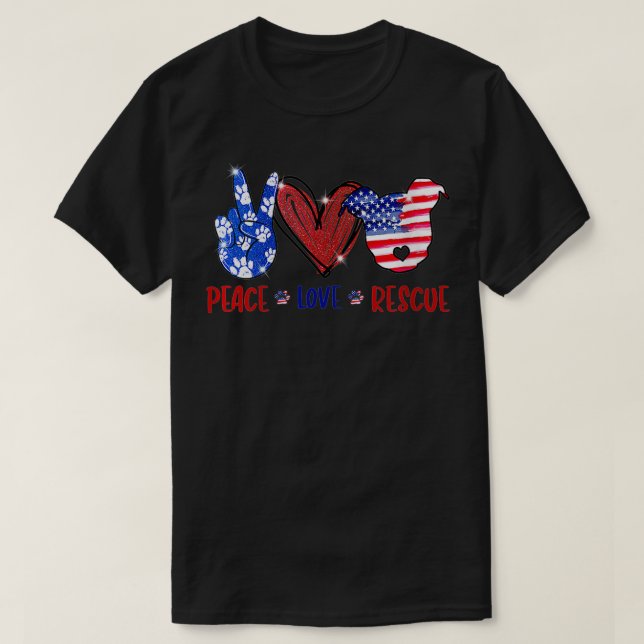 Womens Peace  Love  Rescue Dogs Pitbull America VN T-Shirt (Design Front)