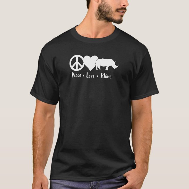 Womens Peace Love Rhino Funny Rhino Chubby Unicorn T-Shirt (Front)