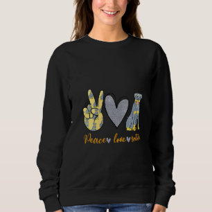 Womens Peace Love Rottie Funny Rottweiler Dog Sweatshirt
