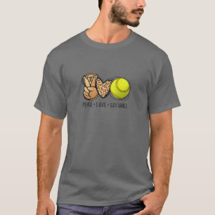 Womens Peace Love Softball Moms Leopard Print Moth T-Shirt
