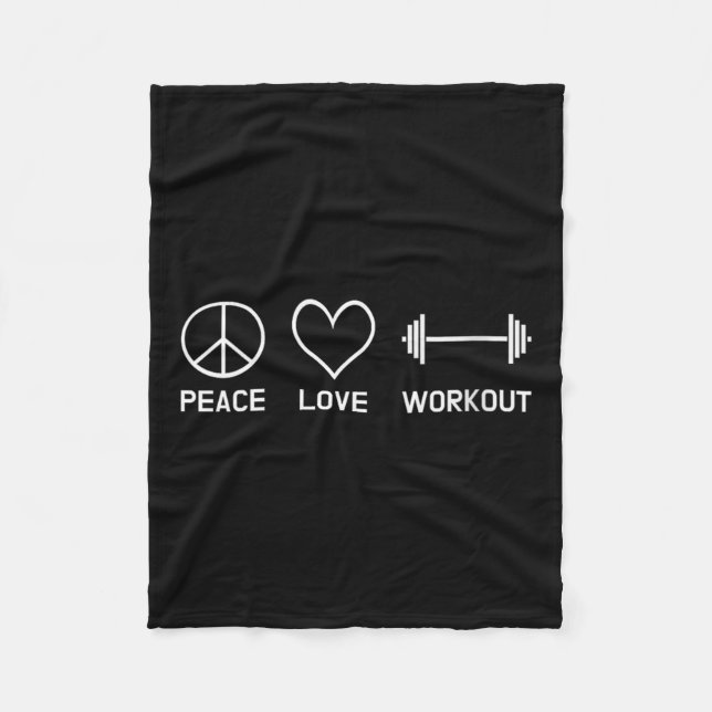 Womens Peace Love Workout Motivational Fitness Say Fleece Blanket (Front)