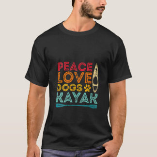 Womens Peach Love Dogs Kayak Kayaking V Neck  T-Shirt