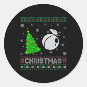 Womens Peach Xmas Tree Lighting Ugly Christmas Swe Classic Round Sticker