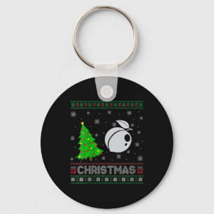Womens Peach Xmas Tree Lighting Ugly Christmas Swe Key Ring