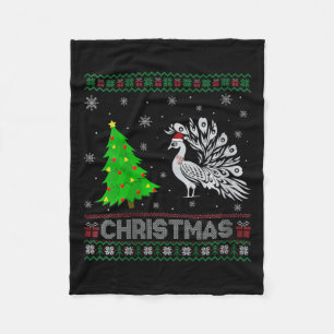 Womens Peacock Xmas Tree Lighting Ugly Christmas S Fleece Blanket