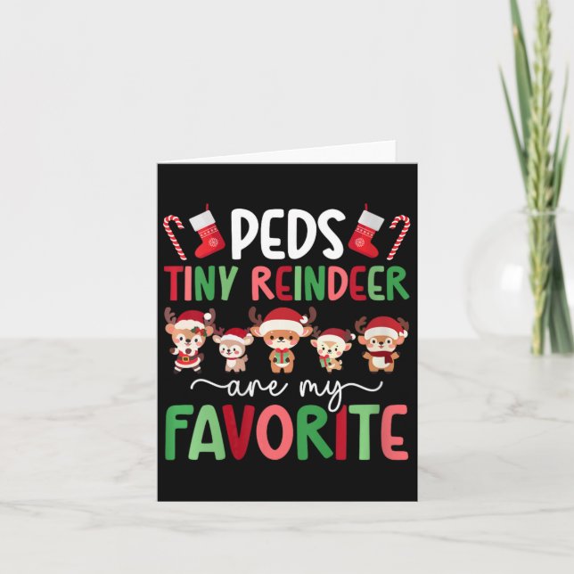 Womens Peds Tiny Reindeer Christmas Peds Nurse Xma Card (Front)