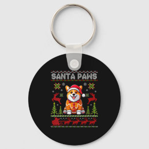 Womens Pembroke Welsh Corgi Santa Paws Merry Chris Key Ring