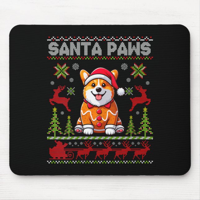 Womens Pembroke Welsh Corgi Santa Paws Merry Chris Mouse Mat (Front)
