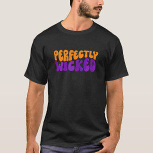 Womens Perfectly Wicked Retro Fall Halloween Witch T-Shirt