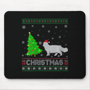 Womens Persian Cat Xmas Tree Lighting Ugly Christm Mouse Mat