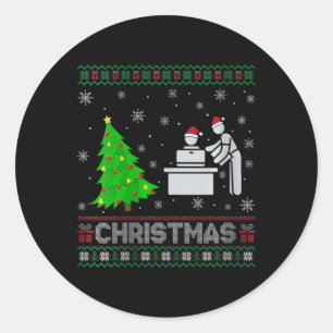 Womens Personal Assistant Xmas Tree Lighting Ugly  Classic Round Sticker