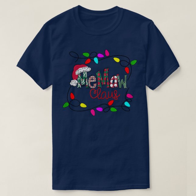 Womens Personalised Christmas Memaw Claus Xmas Lig T-Shirt (Design Front)