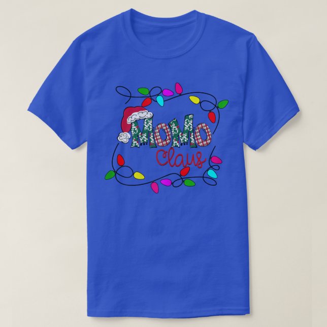 Womens Personalised Christmas Momo Claus Xmas Ligh T-Shirt (Design Front)