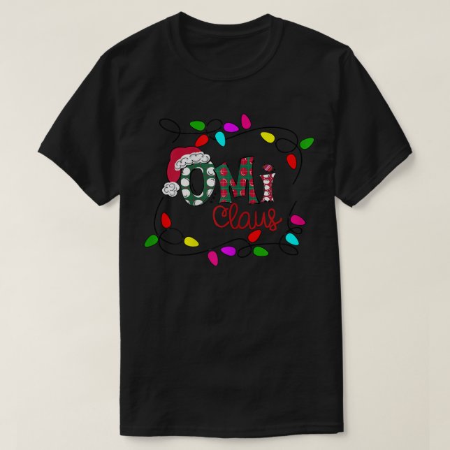 Womens Personalised Christmas Omi Claus Xmas Light T-Shirt (Design Front)