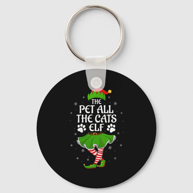 Womens Pet All The Cats Elf Christmas Girls Women  Key Ring (Front)