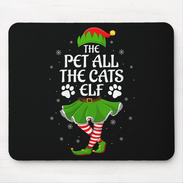 Womens Pet All The Cats Elf Christmas Girls Women  Mouse Mat (Front)