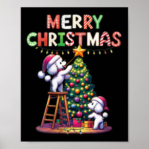 Womens Pet Animal Lovers Xmas Poodle Dogs Decorati Poster