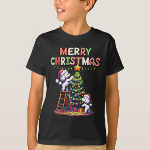 Womens Pet Animal Lovers Xmas Poodle Dogs Decorati T-Shirt