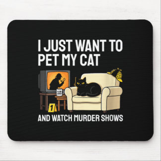 Womens Pet Cat And Watch Murder Shows Funny Cat Mouse Mat