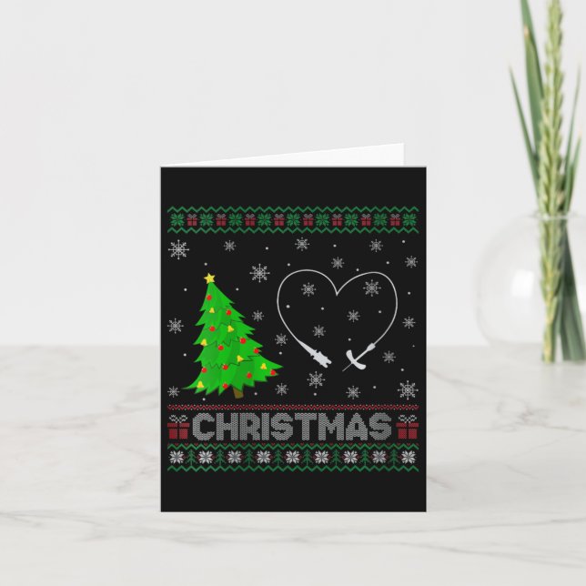 Womens Phlebotomist Xmas Tree Lighting Ugly Christ Card (Front)