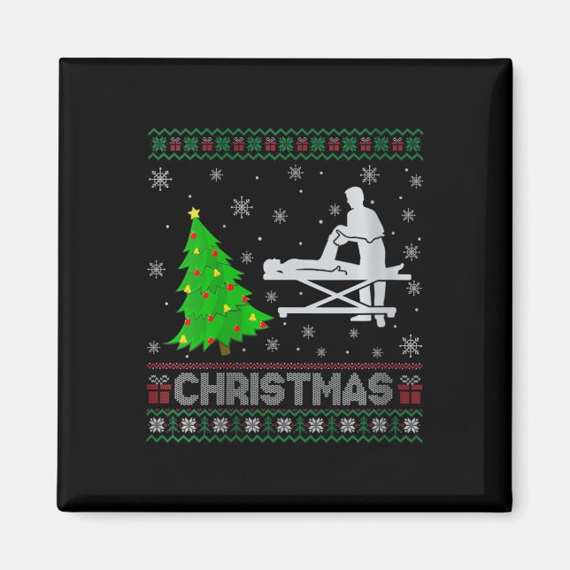 Womens Physical Therapist Xmas Tree Lighting Ugly  Magnet (Front)
