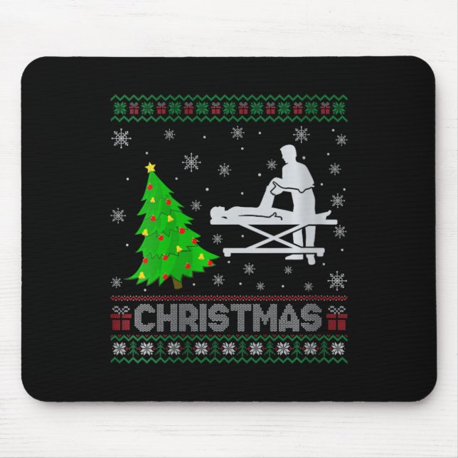 Womens Physical Therapist Xmas Tree Lighting Ugly  Mouse Mat (Front)