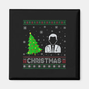 Womens Physician Xmas Tree Lighting Ugly Christmas Magnet