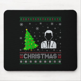 Womens Physician Xmas Tree Lighting Ugly Christmas Mouse Mat