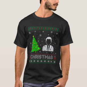 Womens Physician Xmas Tree Lighting Ugly Christmas T-Shirt