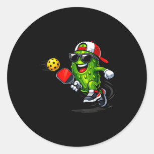 Women's pickle ball player, paddleball, funny classic round sticker