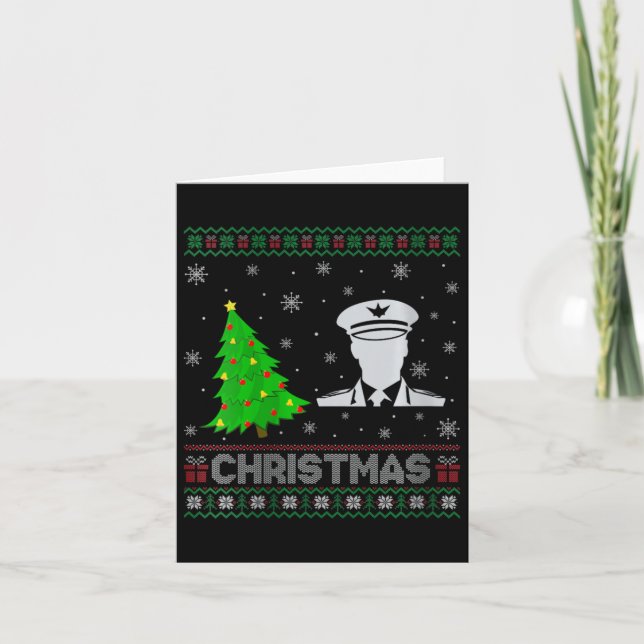 Womens Pilot Xmas Tree Lighting Ugly Christmas Swe Card (Front)