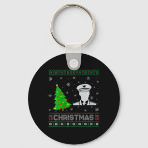 Womens Pilot Xmas Tree Lighting Ugly Christmas Swe Key Ring