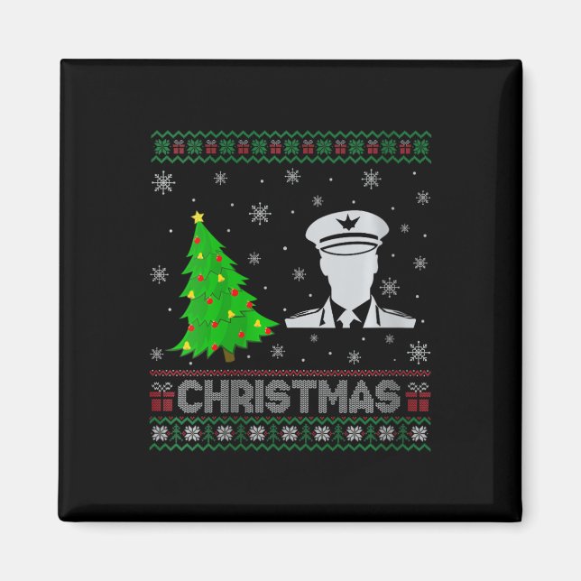 Womens Pilot Xmas Tree Lighting Ugly Christmas Swe Magnet (Front)