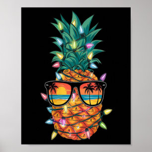 Womens Pineapple Christmas Tree Lights Xmas Women Poster