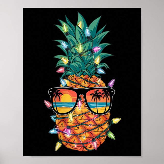 Womens Pineapple Christmas Tree Lights Xmas Women  Poster (Front)