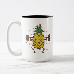 Women's Pineapple Weightlifting, women's pineapple Two-Tone Coffee Mug