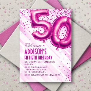 Womens Pink 50th Birthday Invitation