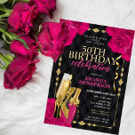 Womens Pink and Gold Birthday Invitation<br><div class="desc">Celebrate a special birthday with this stunning invitation! Featuring beautiful pink roses and golden elements, this invitation is perfect for the glamourous and stylish woman. The high heels and champagne design adds an extra touch of elegance, making this the perfect way to announce your special event. Whether you are celebrating...</div>
