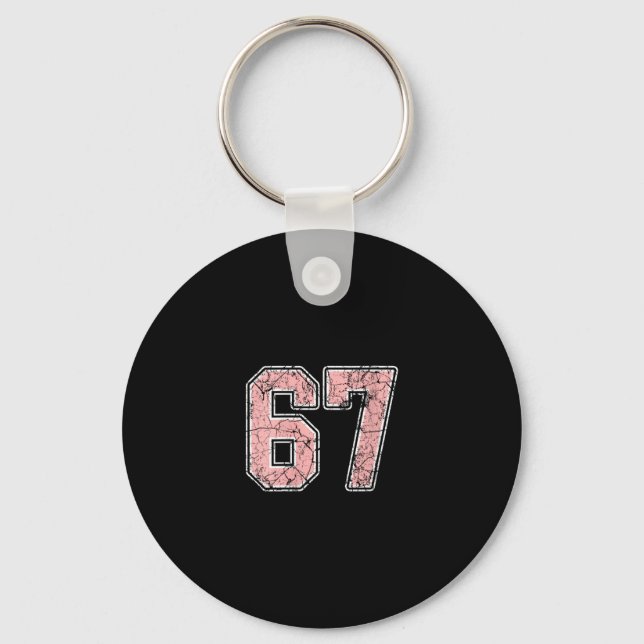 Womens Pink And White Number 67 Jersey Player Unif Key Ring (Front)