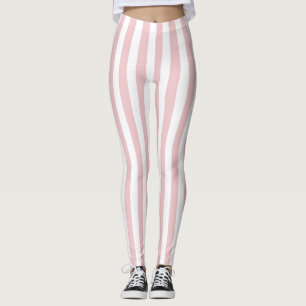 Women's Pink and White Stripe Leggings