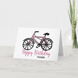 women's pink bike birthday card
