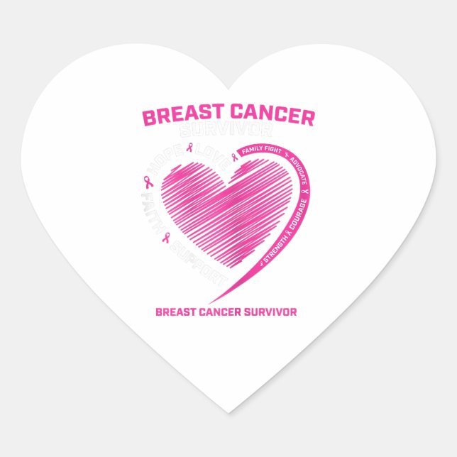 Womens Pink Breast Cancer Survivor Gifts Women Mom Heart Sticker (Front)