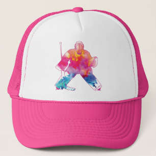 Women's Pink Bring It Hockey Goalie Watercolor Cap