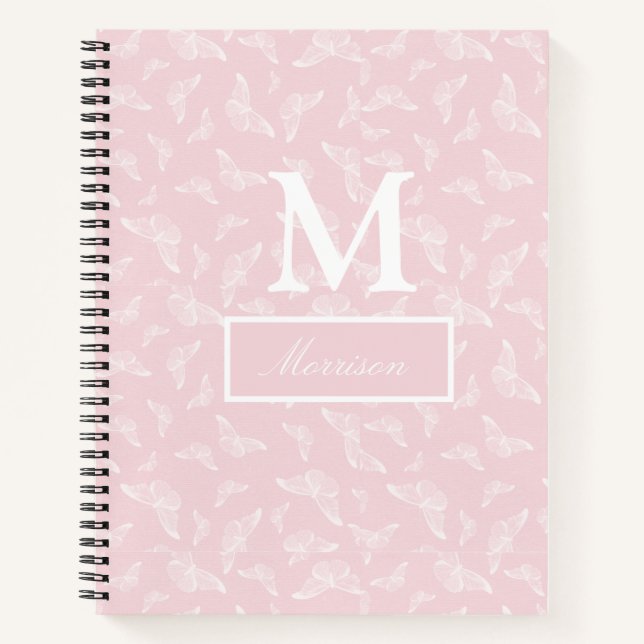 Women's Pink Butterfly Spiral Notebook (Front)
