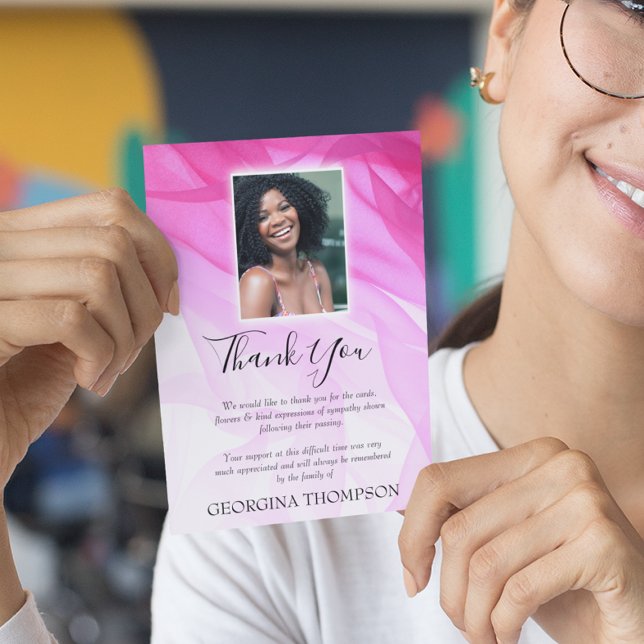 Womens Pink Funeral Thank You Card (Creator Uploaded)